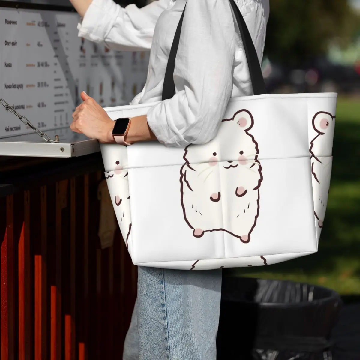 Yoga Fitness Drawing - Leuke hamster tekening strandtas sport gym