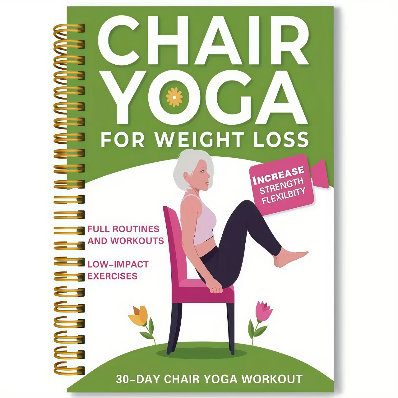 Yoga Fitness Journal - Stoelyoga-oefenboek voor senioren, 50 pagina's Yoga-gids